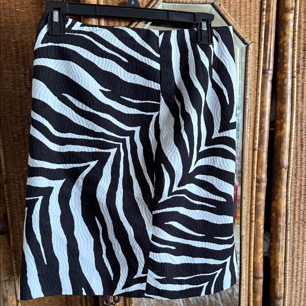 Talbots Y2K Black and White Zebra Pencil Skirt